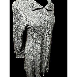 nwt Adore silver blue lace button up duster size small poly blend